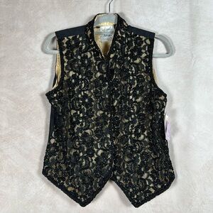 Just Fabulous VTG NWT Suit Vest Hand Beaded Lace Elegant Formal Dark Feminine Lg